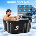 133 Gal XL Oval Ice Bath Tub for Adults, Portable Foldable Cold Plunge Tub with Cover & Ice Massage Balls, 6-Layer Insulated, Indoor Outdoor Recovery
