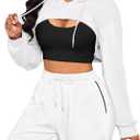 LovelyWholesale Zip Up Hoodie Women Cropped Sweatshirt Long Sleeve Crop Tops White Large (White, L)