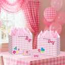 3 x 13" Large Pink Bow Birthday Gift Bag (Including Card, Tissue Paper, Envelope And Sticker), Pink-Themed Birthday Party Supplies, Suitable For Girls' Birthdays, Baby Showers, Weddings And Bridal Showers