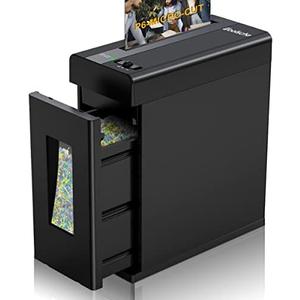 Woolsche Paper Shredder, 6-Sheet Micro Cut with 2.9 Gallons Bin, P-6 High Security Level, 5 Munites Non-Stop Working Time, Compact Design Pull Out Basket with Jam Proof System for Home Office Use