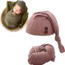 Newborn Photography Wrap Boy Girl Baby Photo Wraps Outfits Stretch Crochet Blanket Props (Pink)