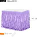 MECCANIXITY 6ft Light Purple Tutu Table Skirt, Rectangular, Polyester, Chiffon, Disposable, Formal Events, Gender Reveal, Feminine, Wrinkle Resistant, 30x73 Inches