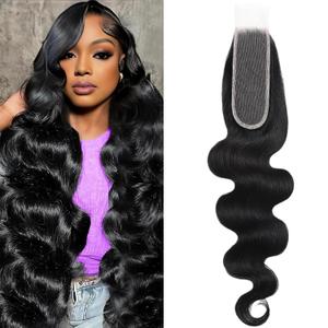 2x6 16 inch HD Lace Closure Human Hair Skin-like 0.1mm thin frontal 100% Virgin Hair pre plucked Natural Black Body Wave