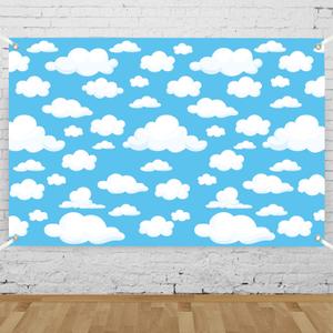 Cartoon Blue Sky White Clouds Backdrop 7x5 FT for Photoshoot Cloud Natural Theme Photography Backdrops Kids Birthday Party Background Baby Shower Decorations Banner Photo Studio