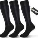 FULLSOFT Medical Graduated 30-40mmHg Compression Socks for Women&Men Circulation Knee High Socks Hiking Running Stockings (Small-Medium, 00-3 Pack-Black)