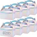 VGOODALL 16PCS Party Favor Boxes, 6.1x3.3x3.5Inch Iridescent Gable Boxes, Gift Containers for Kids Snacks, Candy, Toys, Birthday Party, Wedding