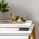 Small Animal Statues, Gold Bird Figurines Home Decor, Modern Home Decorative, Ceramic Decor for Office Desktop, Bookshelf, Bedroom, Living Room, Cabinets (Gold 2 Pcs)