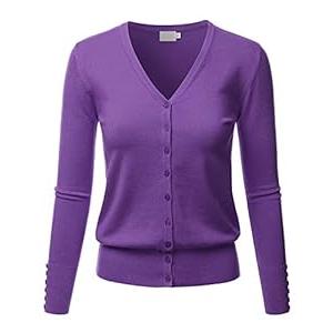 LALABEE Women's V-Neck Long Sleeve Button Down Sweater Cardigan Soft Knit, XL