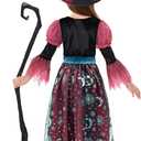 Spooktacular Creations Witch Costume for Girls, Halloween Dress with Broom, Kids Moon Shimmer Witch Set for Wizard Role Play (Large(10-12 yrs), Pink)