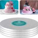 Silver Cake Drum Round 16 Inch Cake Boards with 1/2-Inch Thick Smooth Edges for Multi Tiered Birthday Wedding Party Cake Drums Board