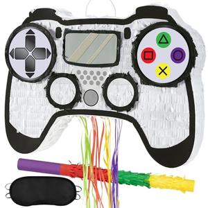 Video Game Piñata - Game Controller Piñata Bundle with Blindfold and Bat for Boys Piñata Gaming Theme Party Decoration Supplies Pull String Piñata for Birthday Party Celebration