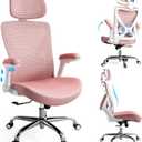 Ergalithic Office Home Ergonomic Desk Chair-Computer X-Shaped Chair Mesh PU Leather with Adjustable Lumbar Support-Executive Chair High Back with Headrest Flip-Up Arms for Long Hours (Dark Pink), 24.8 inches W x 25.6 inches D x 45.2-49.2 inches H