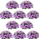 NUPTIO Artificial Flower Centrepieces for Tables - 10 Pcs Lilac Fake Flowers Roses Balls 9.5in Diameter - Silk Faux Rose Arrangement for Wedding Party Centerpiece Table Decor (10 Pcs, Lilac)