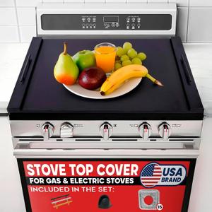 RVTHEUS Noodle Board Stove Cover, 29.5x22", Stove Top Covers for Gas Burners and Electric Stoves, Includes 15 Stove Burner Covers, 3 Sets of Handles and 1 Glove, Stove Top Covers for Electric Stove