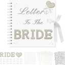 8x8 Letters to The Bride Scrapbook Wedding Memory Book Bridal DIY Photo Album Guest Book with Pearl Stickers Letters and Bows Blank Paper for Personalized Keepsake