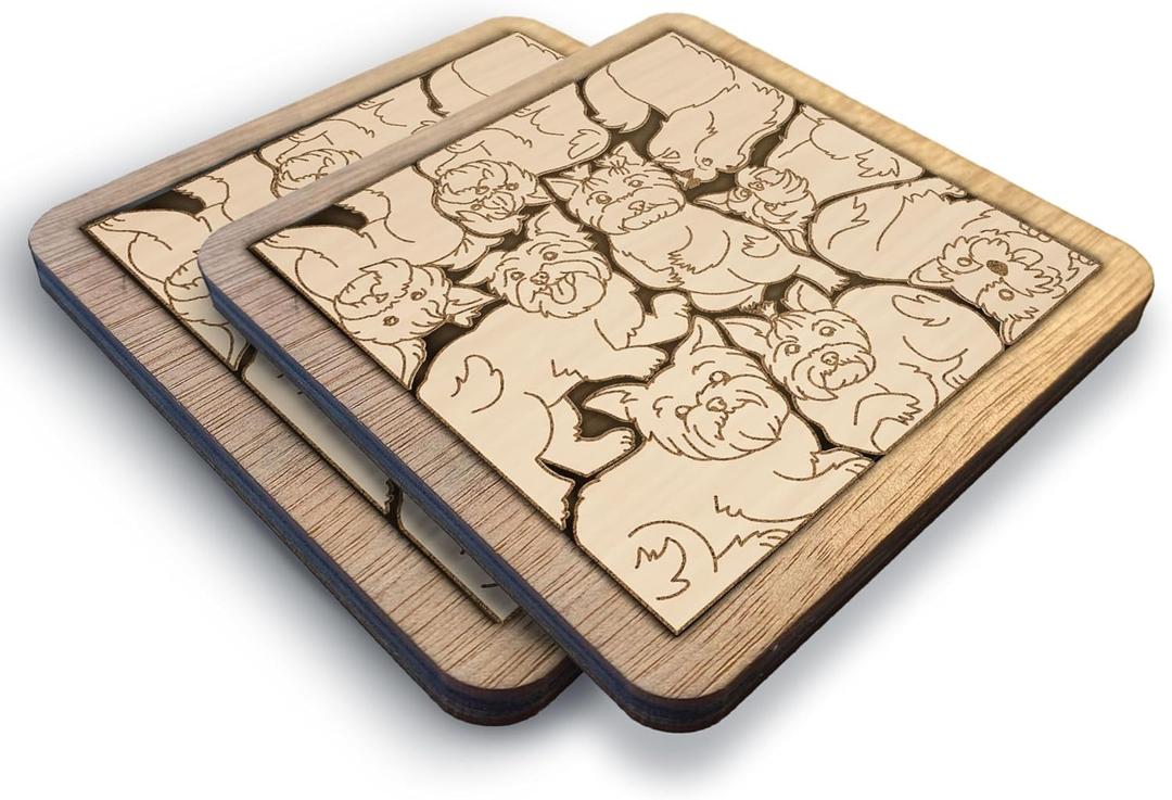 Yorkshire Terrier Coaster Set Yorkie Puzzle Wooden Coasters, Laser-Cut Interlocking Jigsaw Drink Mats, Yorkie Mom Dad Gift, Yorkshire Terrier Lover Home Decor, Gift for Yorkie Owners