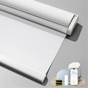 Motorized Blinds Upgraded to Smart Blinds blackout Integrated Cover Roller Shades Cordless Compatible with Alexa Google Assistant Remote Control Automatic BlindsWhite, 28"W x 72"H