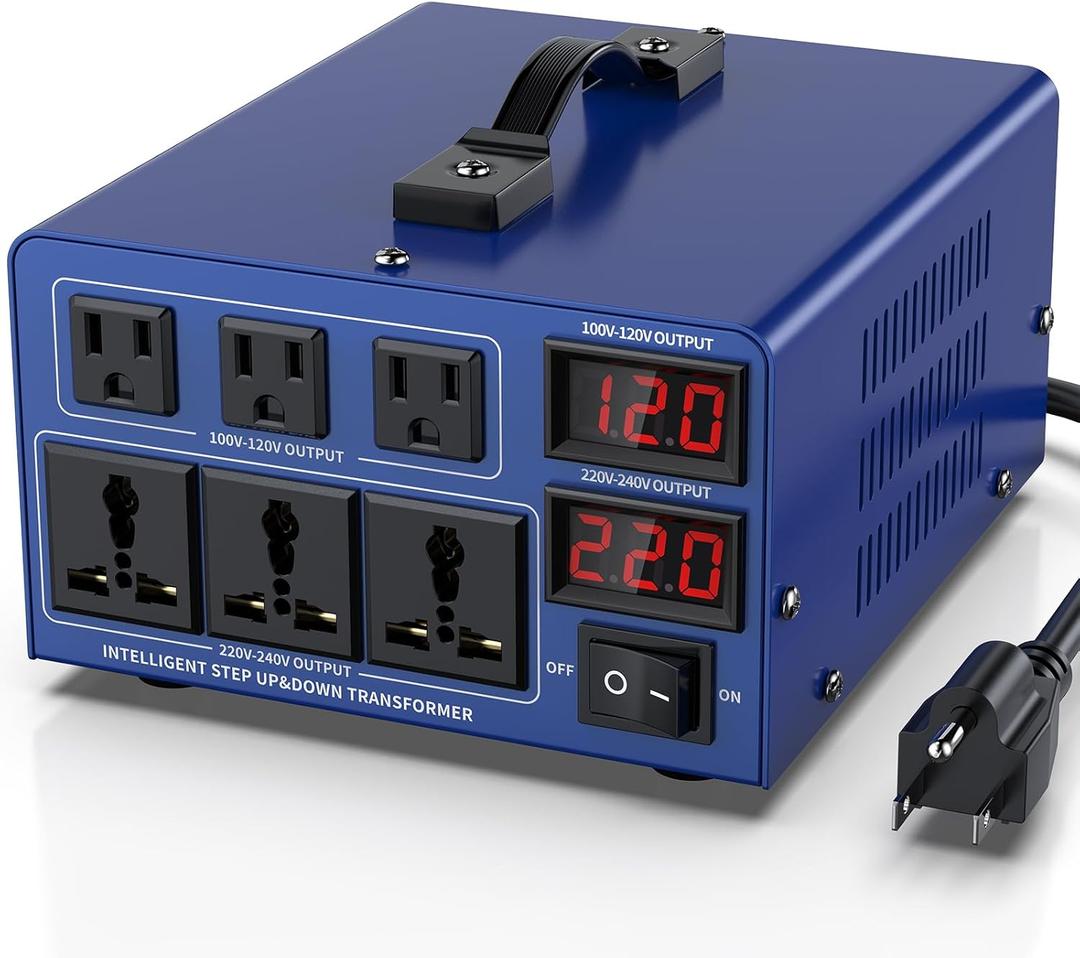 3000 watt Voltage Conversion Transformer Heavy-Duty Step-up/Step-Down AC 110V/120V/220V/240V Power Conversion, with resettable Circuit Breaker Protection, with US Power Cord, LCD Display