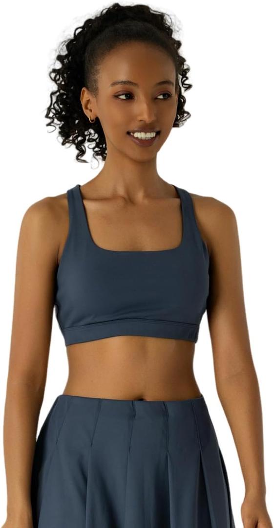 Womens Sports Bra Padded Crisscross Back Medium Support Sports Bras with Removable Cups for Workout Yoga (Blue, XS)