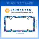 Blue Pink Hibiscus License Plate Frame Colorful Tropical Floral License Plate Frames Stainless Steel Accessories Cars Decor with 4 Holes and Screws Fits Standard US CA Vehicles Size 12.2 x 6 Inches