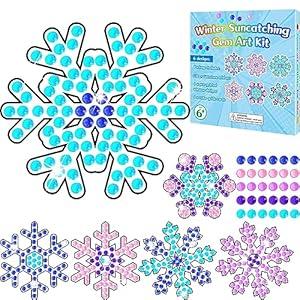 Winter Snow Arts and Crafts, Sun Gemmers Art Crafts Snowflake Suncatcher Kits for Children Teenagers Kids at 6-8, Winter DIY Diamond Painting Kits for Girls at 4 5 10 12
