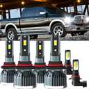 Lights Fit For Dodge Ram 2013-2015 with projector, 9005 High Beam 9012 Low Beam 9145 Fog Light Bulbs, High Power 6500K White Light,Plug & Play, Pack of 6