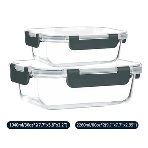 M MCIRCO [80 oz & 36 oz Extra Large Glass Food Storage/Baking Containers Set with Lids, 2 Pack 80 oz(10 cup)&2 Pack 36 oz (4.5 cup) Airtight Glass Container,Microwave,Oven,Freezer and Dishwasher