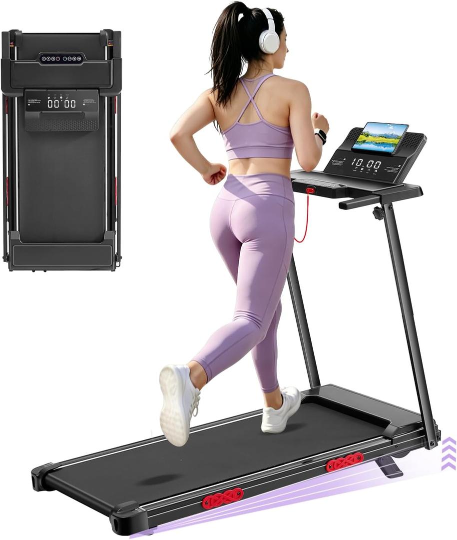 Compact Walking Pad Treadmill with Handle Bar and Incline for Home