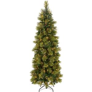 National Tree Company 6.5ft Pre-Lit Carolina Pine Slim Christmas Tree | 350 Clear Lights, 516 Tips, Includes Stand, Artificial, Green