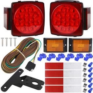 LINKITOM Submersible LED Trailer Light Kit, Super Bright Brake Stop Turn Tail License Lights for Camper Truck RV Boat Snowmobile Under 80" Inch, IP68 Waterproof, DOT Compliant
