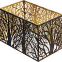 Metal Square Lampshade 8''Top X 14'' Bottom X 9'' Height Lamp Shade Fits For Bedroom Living Room And More Spider Fitter (Brown)