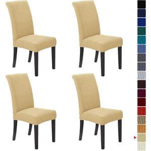 Howhic Stretch Chair Covers for Dining Room Set of 4, Removable Washable Dining Room Chair Covers, Dining Chair Slipcovers Seat Protector, Great Decoration for Home and Banquet (Champagne, 4 Pack)