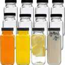 Accguan Vintage Water Bottles with Lids,8oz Reusable Glass Drinking bottles for Juicing,Hot Sauce,Kombucha,Ginger Jar,Potion,Oil,Milk Bottles,Whiskey,Portable Travel Bottle,Smoothies Bottles(12pack) 