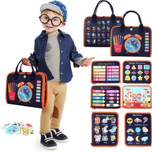 Toddler Busy Board Montessori Toys: for Toddlers 1-3 Year Old Educational Activity Book Sensory Board Travel Toy Ages 3-4 3-5 Learning Fine Motor Skills Preschool Quiet Book Gift for Boys Girls Kids (Blue)