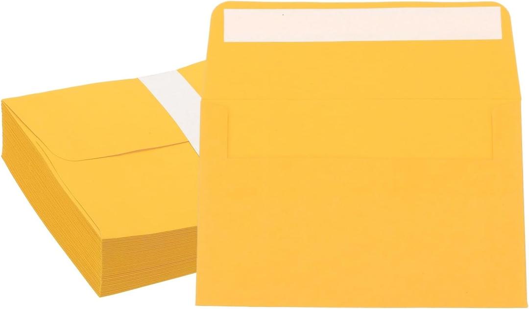 PATIKIL 6x4 Inch Invitation Envelopes, 50 Pcs A6 Greeting Card Envelopes Flat-Flap Envelopes Card Sleeves for Mailing Wedding Sending Birthday Graduation Gift Party, Dark Golden Yellow