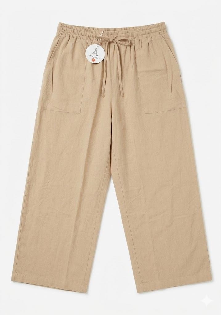 ANRABESS Women's Casual Wide Leg Pants with Elastic Waist and Pockets L