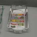 SIMPLEMADE Clear Refrigerator Organizer Bins - Clear Bins for Fridge, Containers for Fridge and Freezer, Multipurpose Storage for Kitchen, Office, Bathroom, Silver Rim (8.5" x 14.6")