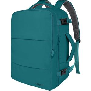 Taygeer Carry on Backpack for Men Women, Luggage Laptop Backpack for Airplane Travel with Water Bottle Pocket, 35L Water Resistant Gym Weekender Bag for College Gift, Peacock Blue