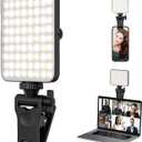 Rechargeable Selfie Light & Phone Light Clip for iPhone - Phone LED Light with Adjustable Brightness, Perfect for Selfies, Makeup, TikTok, Live Streaming & Video Conferencing Black