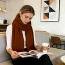 Faux-Fur Pull Through Scarf With Hidden Zipper Pocket for Women, Fur Neck Collar Scarf Cozy Wrap Concealed Storage (Brown)