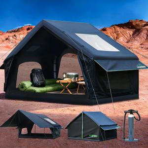 Inflatable Tent with Skylight & Stove Jack,Blow Up Tents, Hot Tent, 4-6P