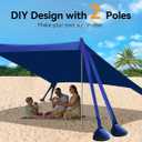 Vibemo Beach Tent, Beach Canopy Sun Shade with UPF50+ UV Protection, 10x10ft, Includes 8 Sandbags, Sand Shovel, Ground Pegs & 4 Stability Poles, Pop Up Sun Shelter for Camping, Picnics, Backyard Fun