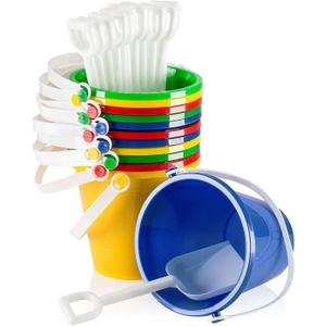 12-Piece Sand Toy Set - Top Race Durable & Imaginative Beach Play Kit with Colorful Buckets & White Shovels. Perfect for Kids Ages 3-5, Outdoor Parties, Outdoor Fun Gift for Young Beach Enthusiasts