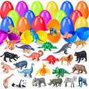 OCHIDO 24 Pack Prefilled Easter Egg With Animal Dinosaur Toy, Easter Basket Essentials Easter Basket Stuffers for Kids, Easter Egg Hunt Game, Easter Party Favor Classroom Rewards