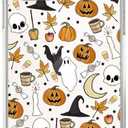 Fall Autumn Leaves Pumpkin Clear Case Compatible with iPhone 13, Halloween Ghost Skull Pattern Cover for iPhone 13, Cool Clear TPU Bumper Phone Case Cover