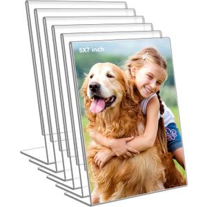 6 Pack 5"x 7" Clear Acrylic Self Standing Picture FramesPhoto Frame Stand Perfect for Showcasing Memories Tabletop Display for Home or Office DcorVertical