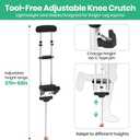 Adjustable Knee Support Crutch, No-Slip Knee Platform& Ergonomic Handle, Mobility Aid for Broken Ankle, Foot Surgery Recovery | Height-adjustable lightweight aluminum crutch. Stable base, comfy grip, ideal for ankle/foot surgery recovery, Size: 37-62in