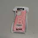 Skyseaco for iPhone 15 Pro Max Case Aesthetic Monogram Phone Case with Pink Leather Embroidered Letters Shockproof Protective Cover for Women Girls, Initial T