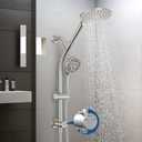 7.5" Rotatable Dual Shower Head with Handheld Combo, Kids Friendly Low 3-Way Diverter, Adjustable Slide Bar for Whole Family Use, Enjoy High Pressure Rainfall Spa Shower, Brush Nickel Finish