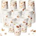 Tioncy 50 Pcs Thanksgiving Disposable Paper Coffee Cups Fall Floral 12 oz Autumn Butterfly Orange Drinks Cup for Coffee Water Juice Espresso Hot Cold Drink Cocoa Beverages Tea Party Supply Decoration
